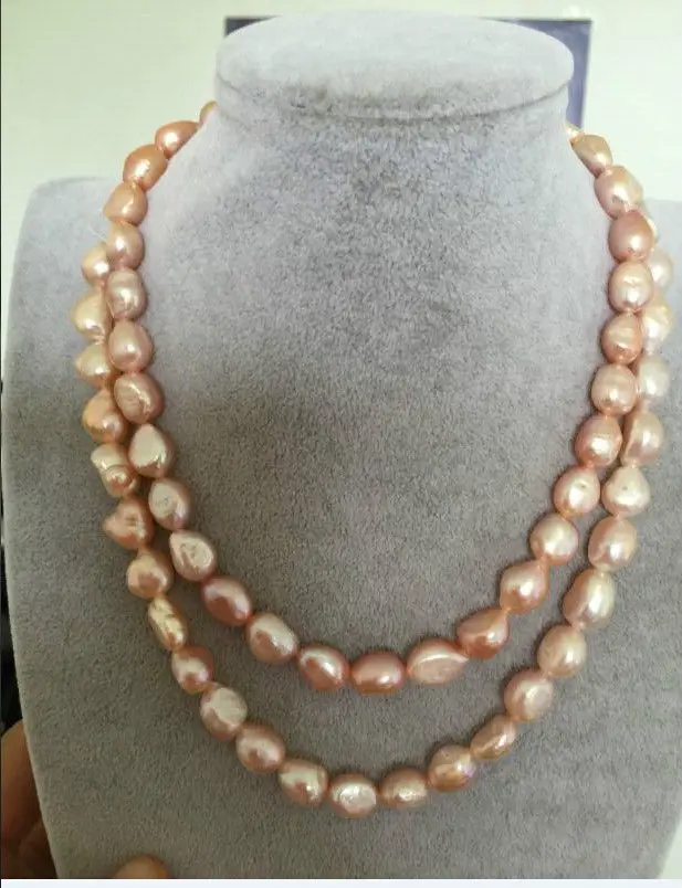 

2 rows 11-12mm south seas baroque gold pink necklace 18inch17inch