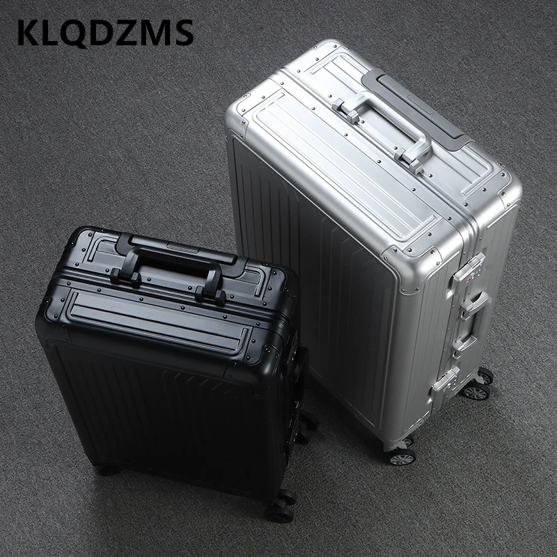 KLQDZMS 20''24''28 Inch Men's Full Aluminum Magnesium Alloy Suitcase Women's Hand Luggage with Wheels Rolling Boarding Box