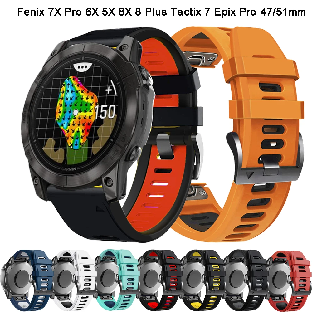 Ремешок 26 мм 22 для Garmin Fenix 8 E 7 7X 6 6X Pro 5 5X Epix Gen 2 47 мм/51 955 945 Быстросъемный силиконовый