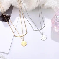 necklace for women all match jewelry luxury double layer fashion round pendant choker gift for friends clavicle chain
