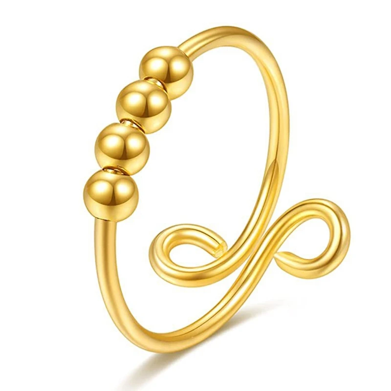 

Women Rotatable Beads Rings Anti Stress Anxiety Spinner Opening Peace Ring Valentine's Day Jewelry
