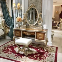 european dressing table bedroom large family luxury solid wood carved champagne color dressing table with mirror table