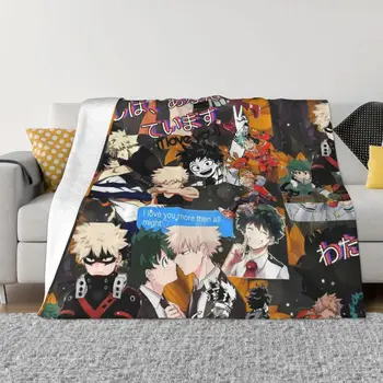 My Hero Academia Anime Cartoon Blankets Fleece Print Bakudeku Breathable Lightweight Throw Blanket for Home Couch Bedspread