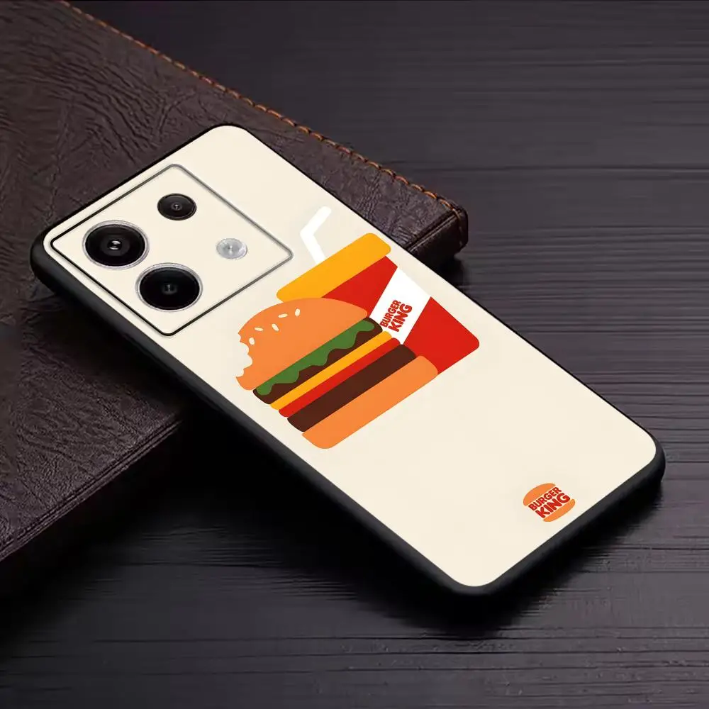 Фото Модный чехол для телефона Burger King для Redmi Note 17 15 14 13 12 11 Pro Plus S 5G, мягкий черный чехол для телефона. №3