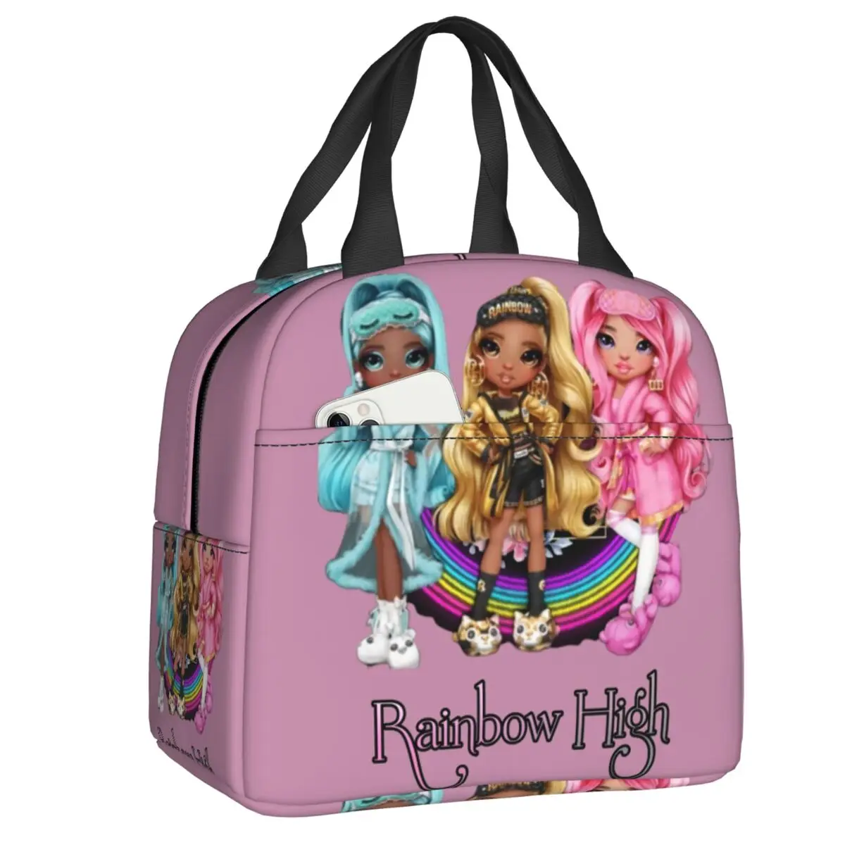 

Custom Rainbow High Dolls Lunch Bag Women Cooler Thermal Insulated Lunch Boxes for Children School lunchbag