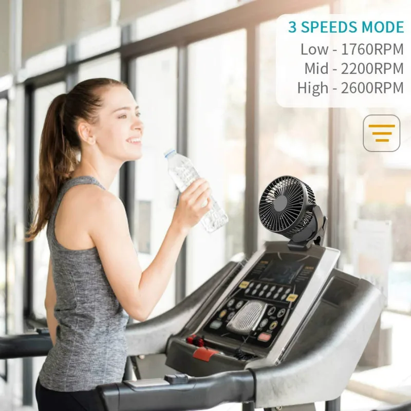 Перезаряжаемый вентилятор с креплением на зажиме