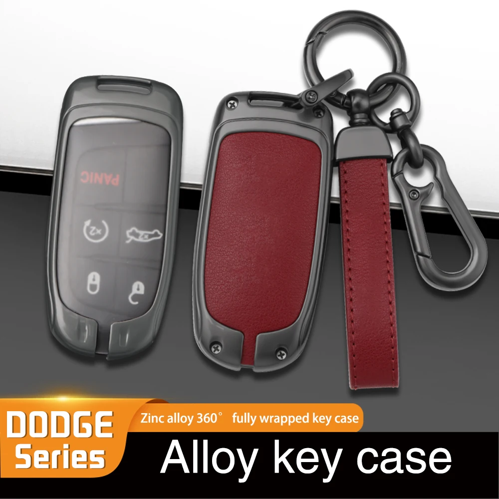 

Fashion Metal Leather Car Remote Key Case Cover Shell For Dodge Charger Challenger Durango Journey Jeep Grand Cherokee Renegade