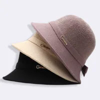 New Autumn Rabbit Hair Bucket Hat Women Knitted Hat Female Winter Warm Fisherman Cap Outdoor Windproof Panama Fur Bucket Hat