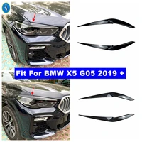 front head lights lamp eyelid eyebrow decoration cover trim for bmw x5 g05 2019 2022 black carbon fiber accessories exterior
