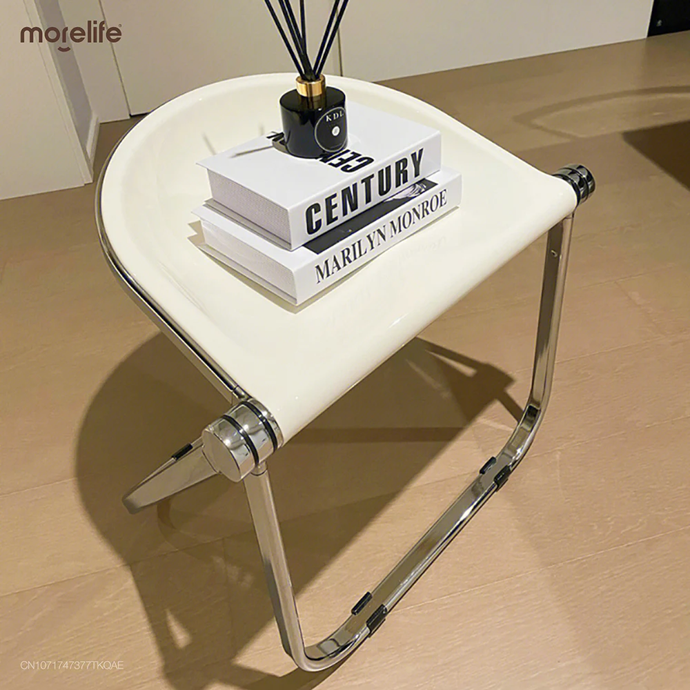 Minimalist Casual Cream Style Chair Acrylic Dining Bench Foldable Bedroom Makeup Bench