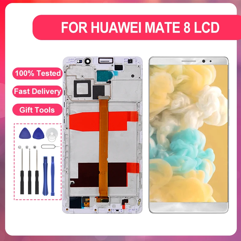 Сенсорный ЖК-экран для Huawei Mate 8 с дигитайзером в сборе, 6,0 дюйма, 1 шт., запасные части с инструментами, бесплатная доставка