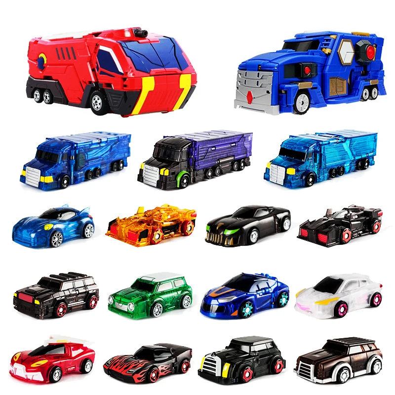 Korean TV Cartoon Anime Turning Mecard VENOSA Blue Transformable Robot Cars Battle Unicorn Toy Action Figure + 3 Card