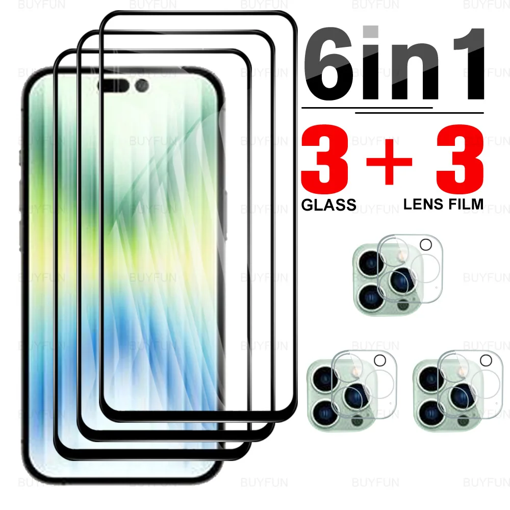 

6 в 1 Защитная пленка для объектива apple iphone 14 pro 6,1 дюйма, полное покрытие, переднее закаленное стекло для iphone 14 iphne 14 pro max, защитное стекло