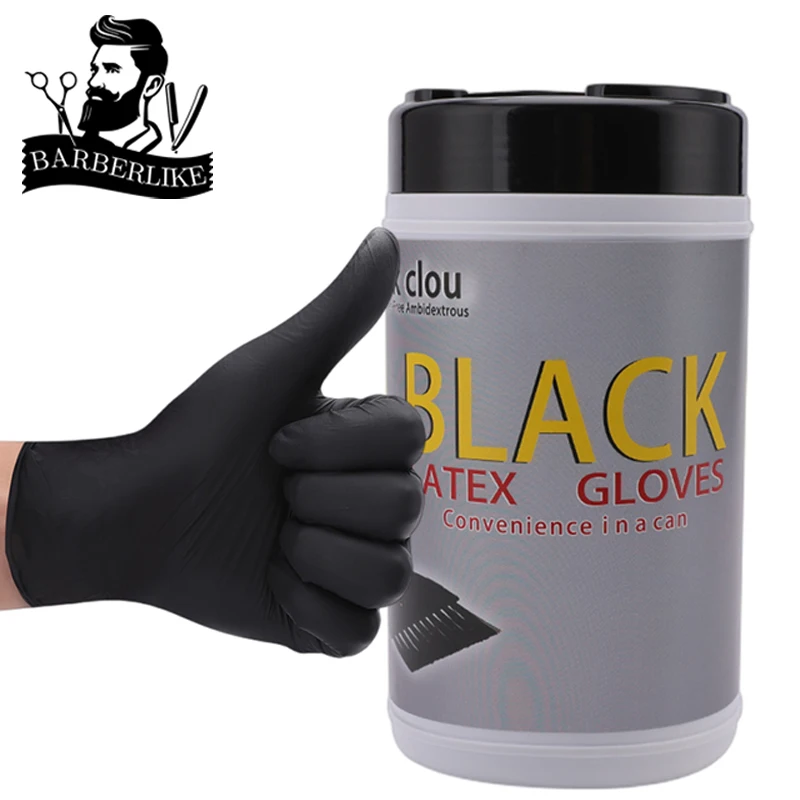 

50pcs Black Multifunction Reusable Gloves Hairdressing Rubber Gloves Barber Hair Coloring Hair Perm Barbershop Styling Tools