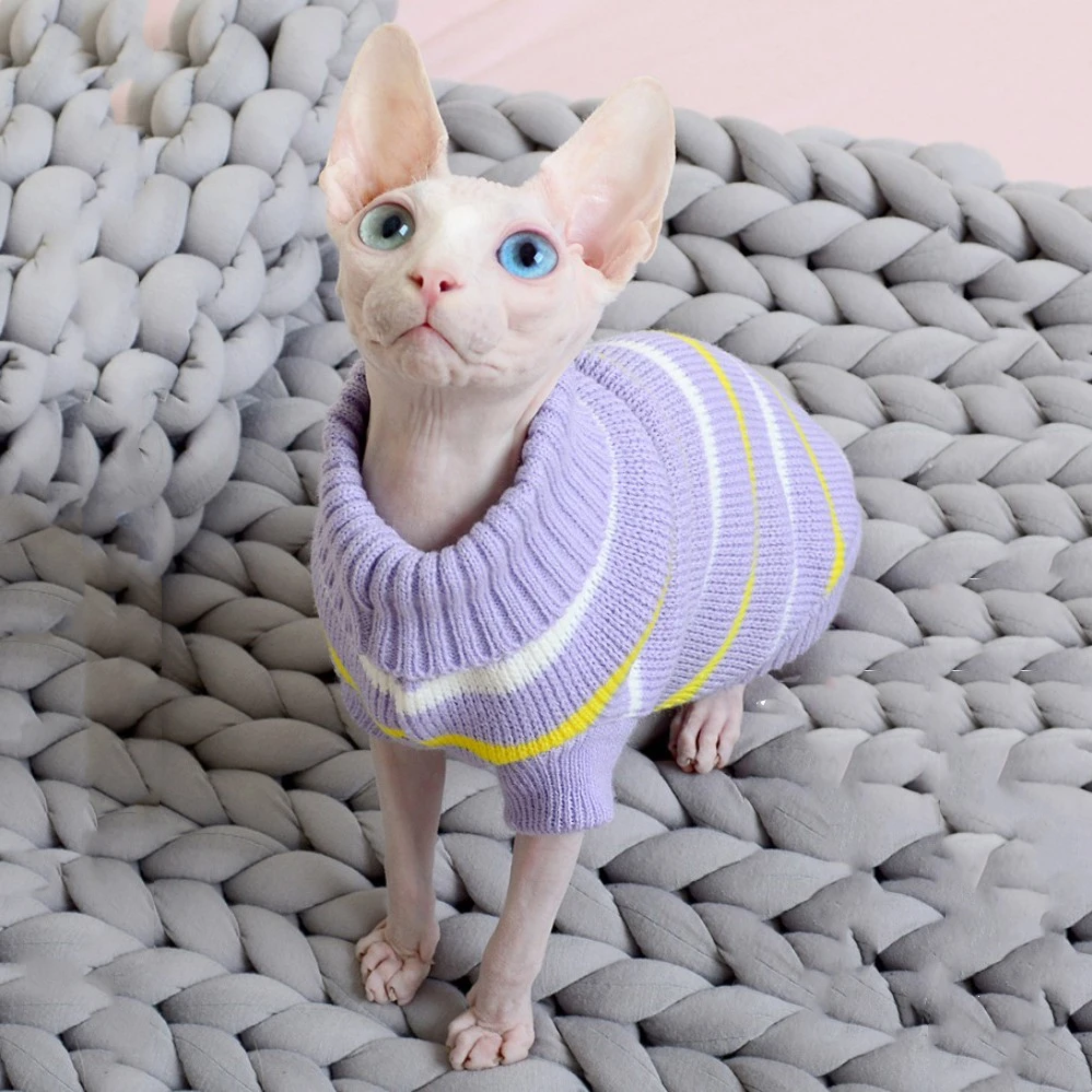 

Winter Warm Sphynx Cat Clothes Puppy Kitten Knitted Sweater Hoodies For Sphinx Small Dog Cats Clothing Chihuahua Pug Costumes