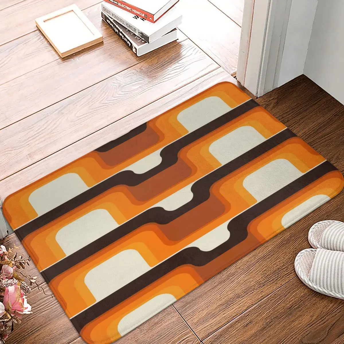 

Mid-Century Modern Meets 1970S Orange Carpet, Polyester Floor Mats Trendy Practical Indoor Birthday Gifts Mats Customizable