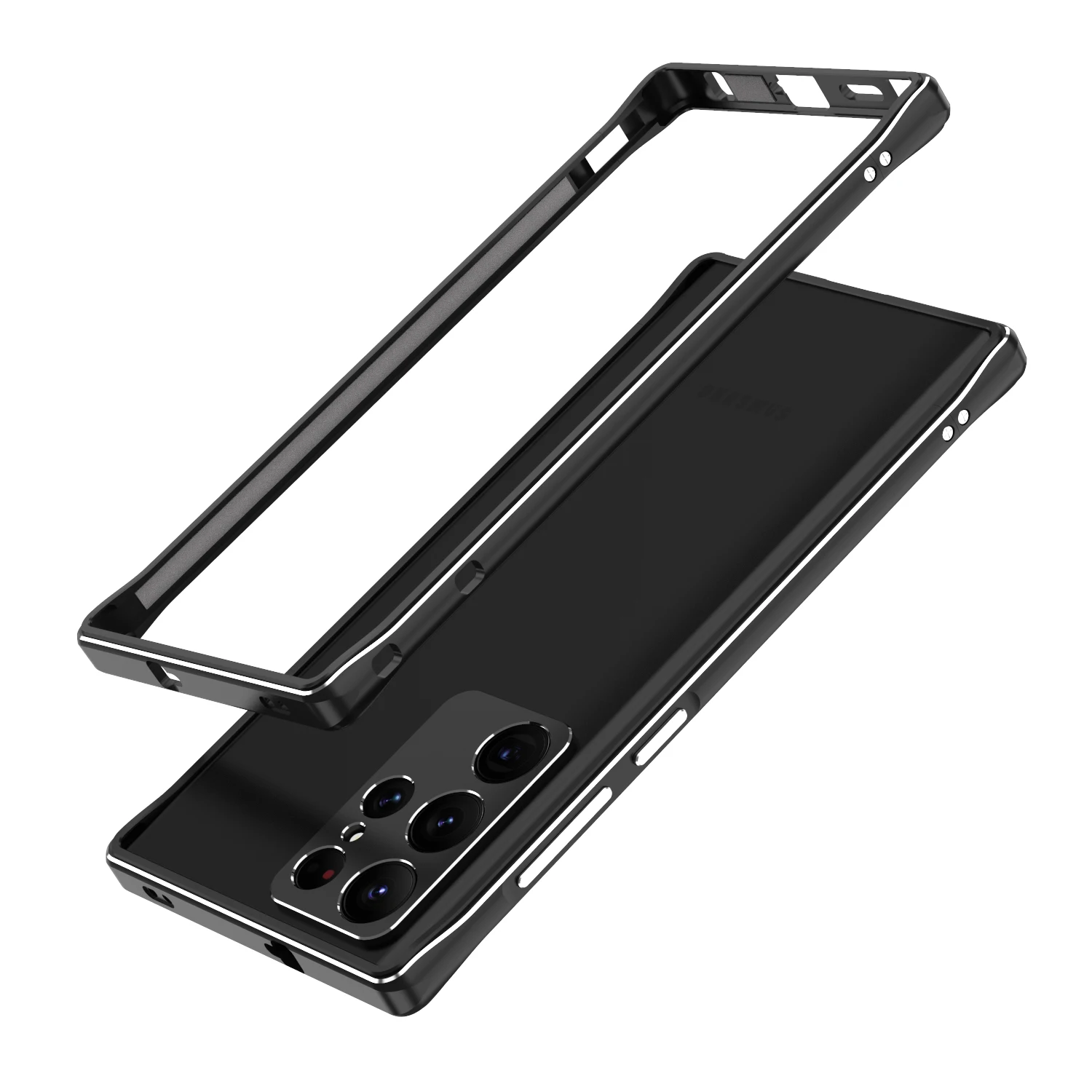 

Fashion Bumper Case For Samsung Galaxy S22 Ultra Metal Aluminum Frame For Samsung S22 Ultra 5G Camera lens protective film Case