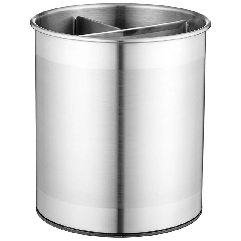 

Kitchen Utensil Holder - 360 Degree Rotating Utensil Caddy-Base For Stability - Utensil Crock With Removable Divider