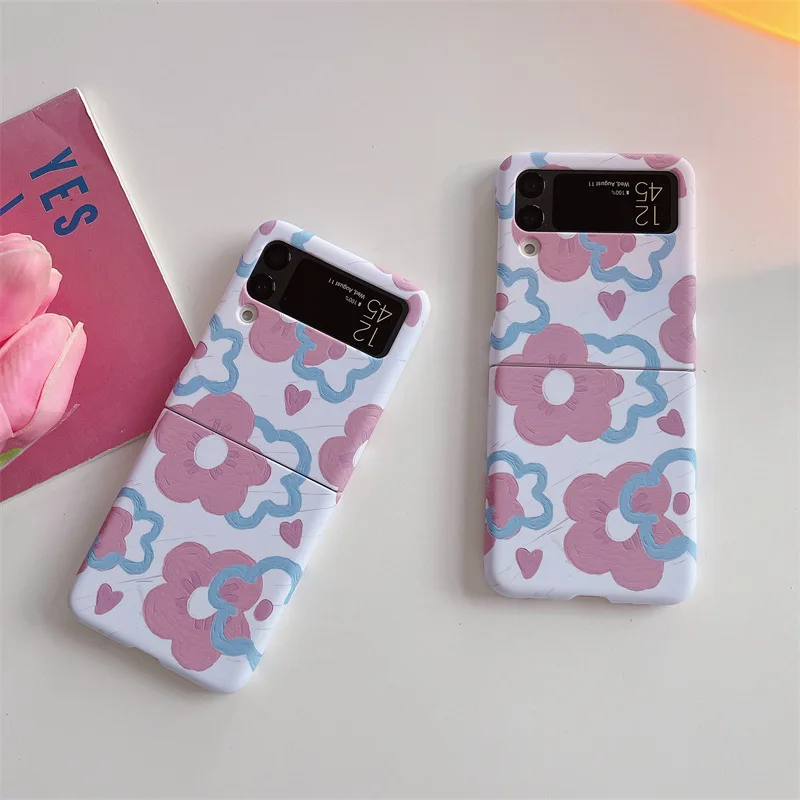 

Full Screen Watercolor Flowers Phone Case for Samsung Galaxy Z Flip 3 Z Flip 4 Hard PC Back Cover for ZFlip3 ZFlip4 Case Shell
