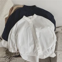 childrens spring tops boy and girl baby irregular solid color simple atmosphere loose wide shirt