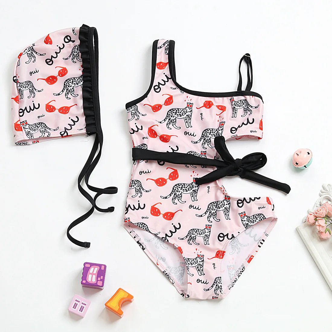 

Children Swimsuit Striped One-Piece Bikini Girls Beach Swimsuit Ruffle Swimwear Baby Girl Board Casual Swimimg