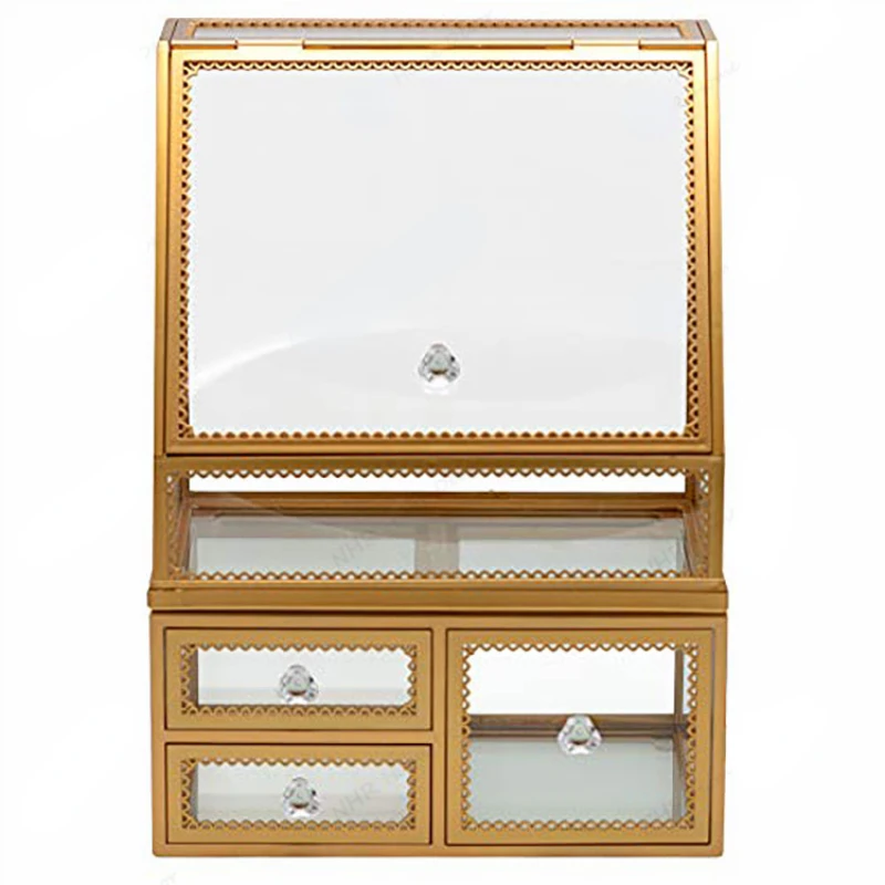 

Vintage Brass Fashionable Transparent Glass Box