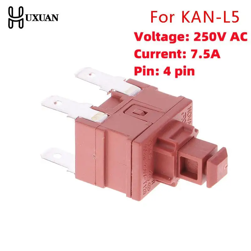 

Power Switch Push Button KAN-L5 Switch 7.5A 250V AC 4 Pin ON OFF T120 Water Heater Vacuum Cleaner