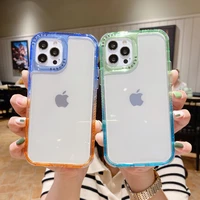 3 in 1 gradient transparent phone case for iphone 11 12 13 pro max xs x xr max 7 8 plus 6 6s se 2020 clear soft shockproof cover