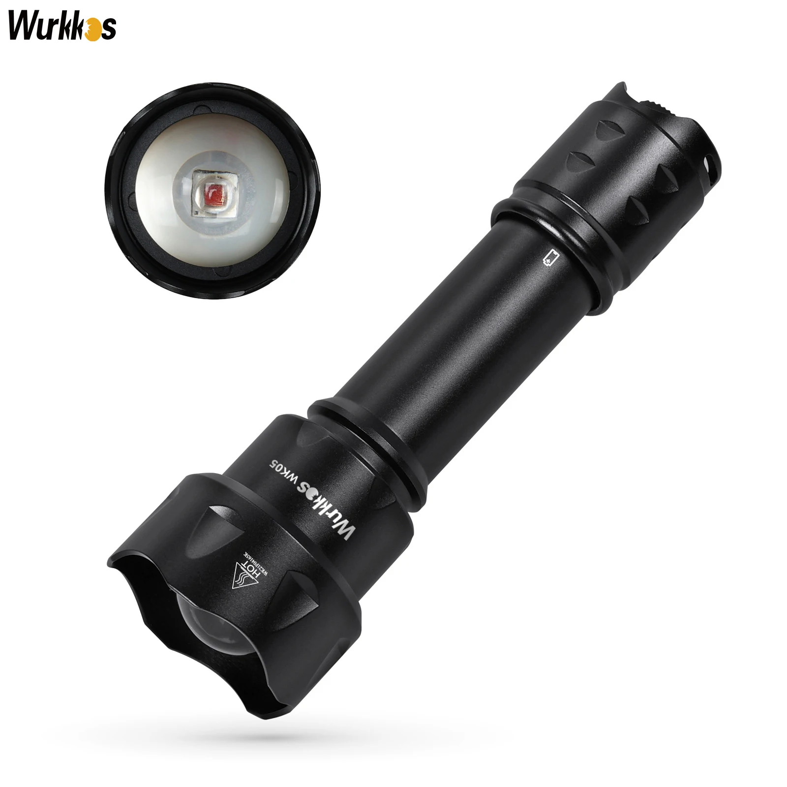 Wurkkos WK05 Powerful 1000lm Tactical LED Flashlight Zoomable 18650 Lamp CREE XML T6 LED Tail Switch Rechargeable Battery Torch