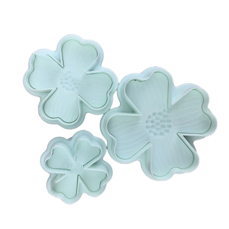 

Set of 3 Cookie Moulds Cookie Cutters Biscuit Stamper Cutters Flower Shaped 3 Styles for Children Biscuit Baking Gadgets