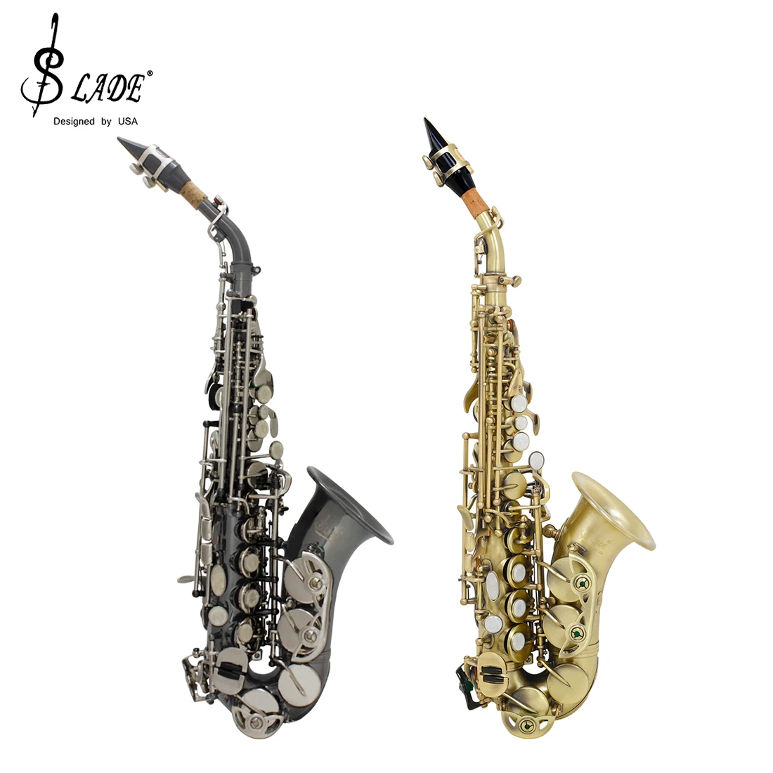 SLADE Bb саксофон-сопрано черный никелированный B набор плоских саксофонов с