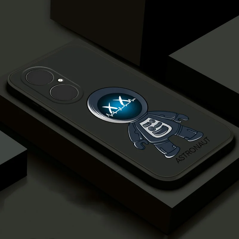 

Cute Cartoon Space Astronaut Phone Case For Huawei P50 P40 P30 P20 Lite P10 Mate 10 20 20X 30 40 Pro Plus Liquid Silicon Cover