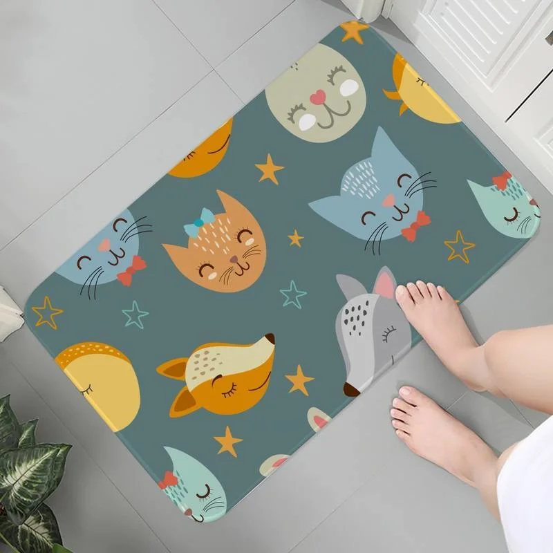 

Modern Entrance Mats Bedroom Rug Carpet Washable Kid Anti-slip Room Cartoon Animal Fox Flowers Parlor Mat Area Rugs Lounge Rug