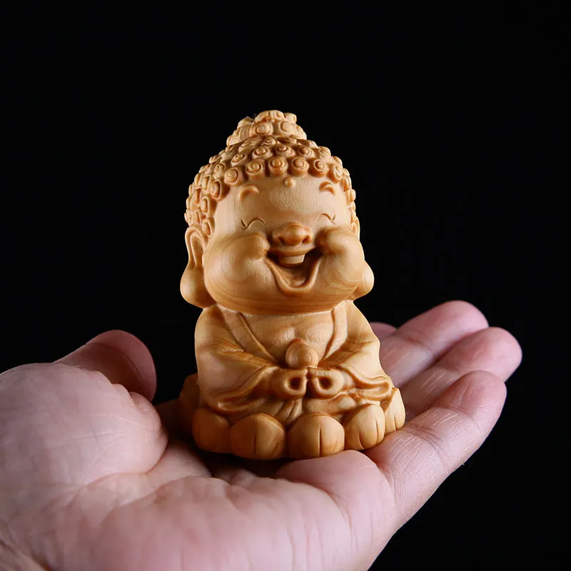

Boxwood 5cm 6cm Cute Maitreya Sculpture Cartoon Small Buddha Bodhisattva Figurines Wood Statue Feng Shui Home Decor Accessories