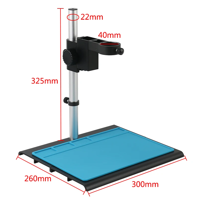 40mm Adjustment Lens Holder Aluminum Alloy Industrial Digital Microscope Camera Table Stand+Working MatFor HDMI VGA USB Camera