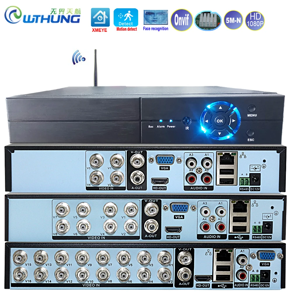 Видеорегистратор Nvr 5m-n 4/8/16 Каналов Wi-fi P2p Onvif Xmeye Bnc Коаксиальный С Обнаружением