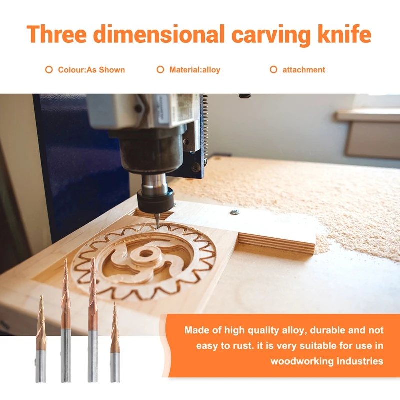 4 шт. карбидная спиральная коническая сферическая Концевая фреза 6 мм хвостовик