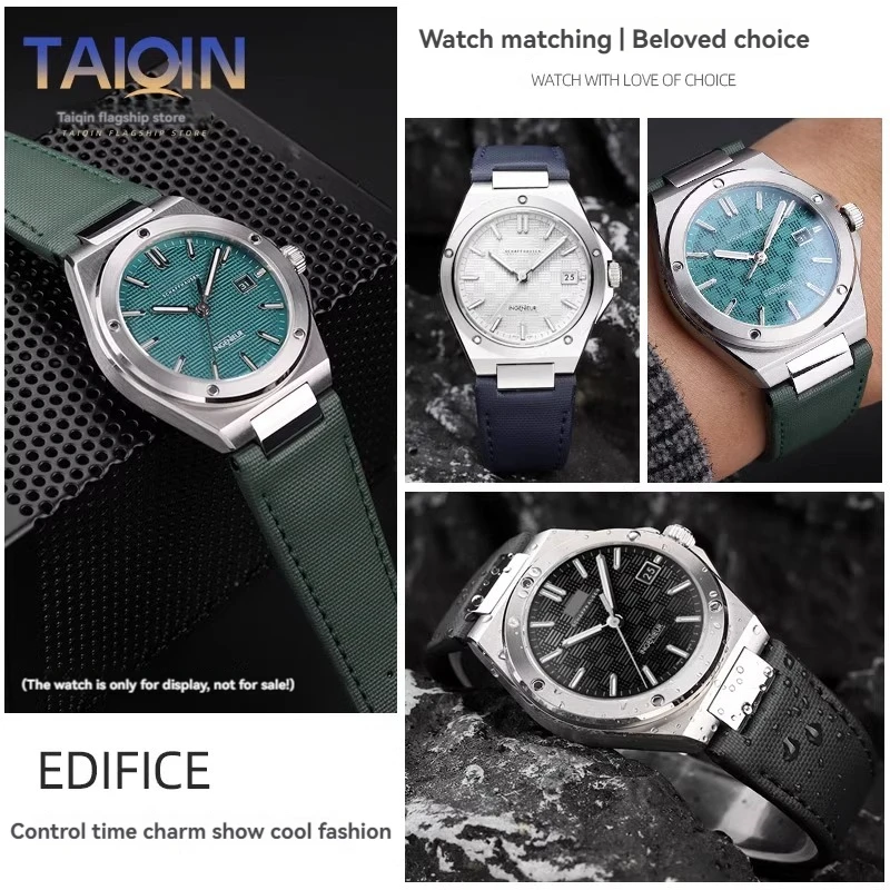 Фото Нейлоновый холщовый ремешок для часов IWC, инженерная серия IW328901 IW328902 IW328903 со стальным браслетом Endlink, синий, зеленый ремешок для часов №2