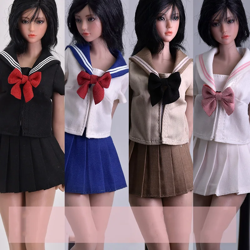 

1/6 Scale Sexy Cute Girl School Uniform Mini Pleated Skirt Tie Sock Clothes Set For 12" S24/S25/S26/S27/S36/S37/S44/S45 Body