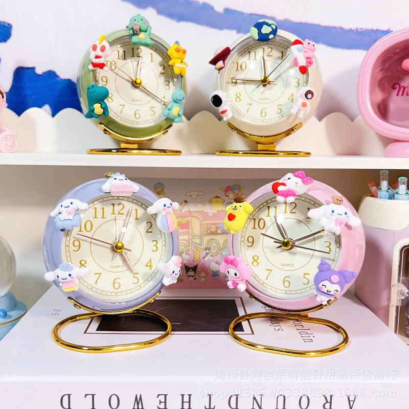 

Kawaii Sanrio Alarm Clock Cute Hellokitty Kuromi My Melody Cinnamoroll Cartoon Desktop Alarm Clock Ornamental Toy for Girls Gift