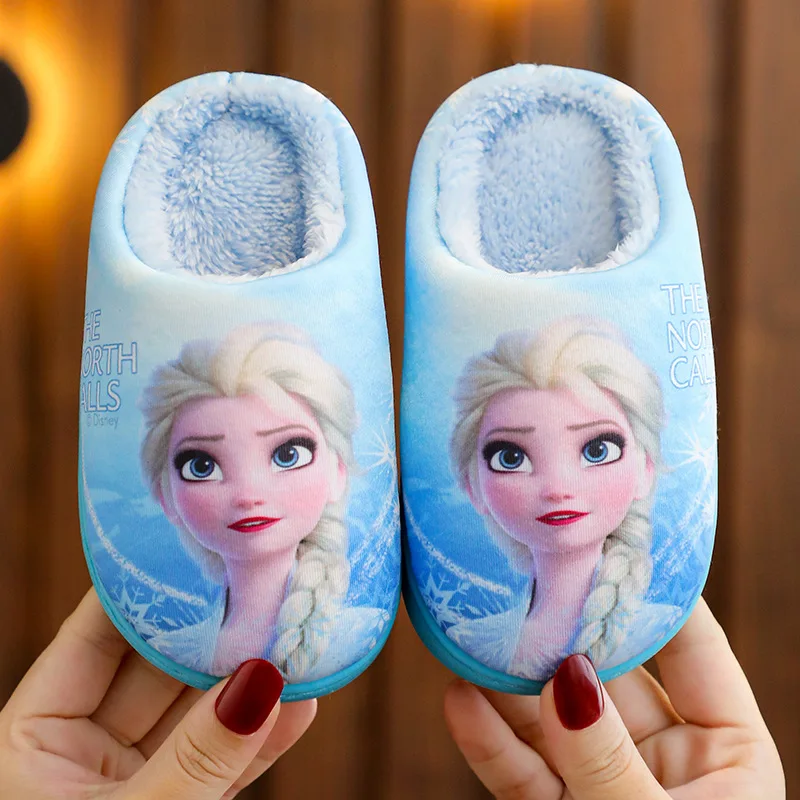 

disney Winter Cotton Shoes Children Cartoon Frozen Anna Elsa Cotton Slipper Soft Warm Princess Baby Boy Girl Indoor Home Shoe