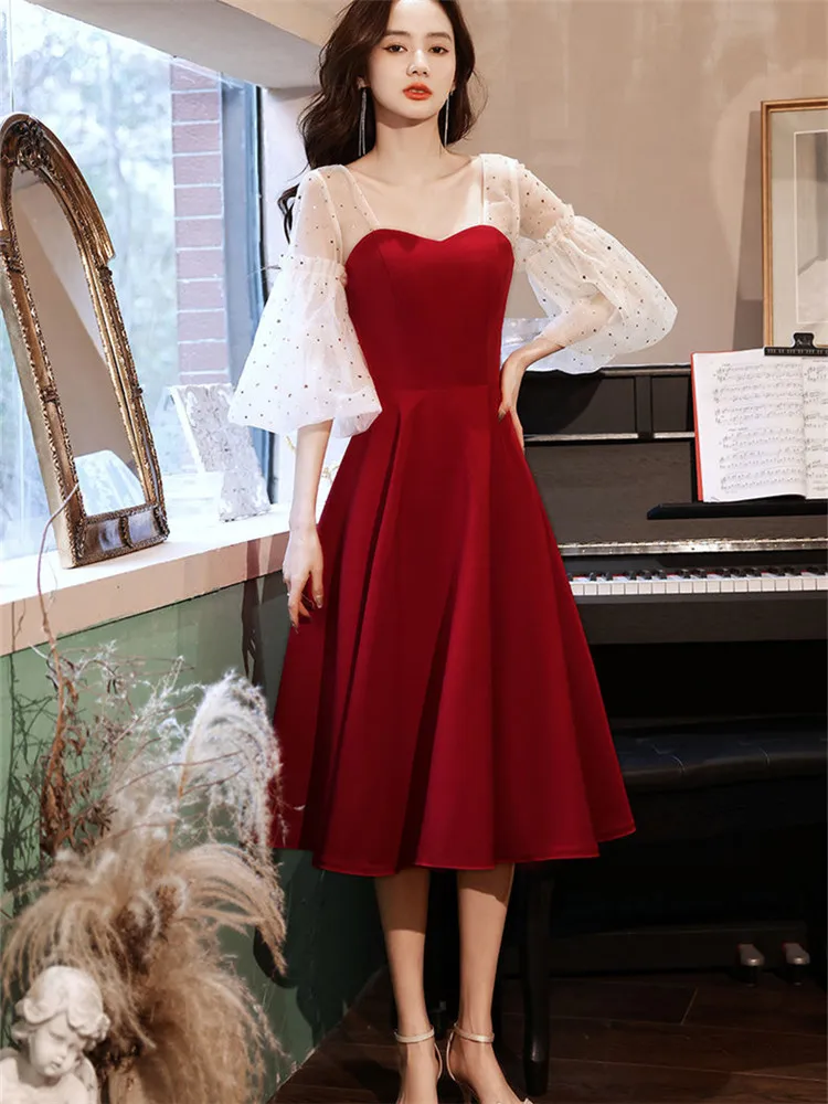 

Платье Весна-Лето Новинка кружевной джемпер с квадратным вырезом с блестками облегающая юбка-трапеция средней длины женская одежда M091