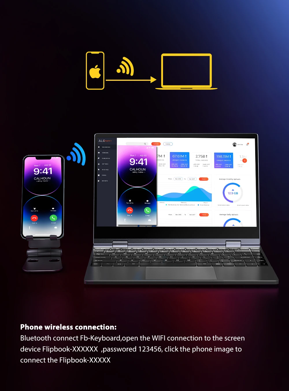 Фото Беспроводной монитор UPERFECT X 14 Pro LapDock DeX с сенсорным экраном, работает для телефонов Samsung OPPO Motor LG Android, Все поддерживают Настольный режим №4