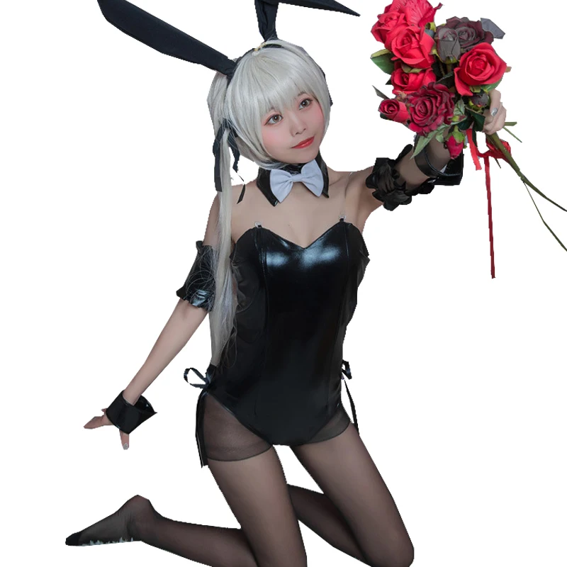 

Аниме Yosuga No Sora Косплей костюмы милый кролик костюм для женщин Sora Kasugano черный костюм из искусственной кожи комбинезоны Прямая поставка