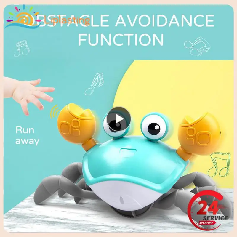 

Cute Sensing Crawling Crab Baby Toys Interactive Walking Dancing with Music Automatically Avoid Obstacles Toys for Kids Toddler