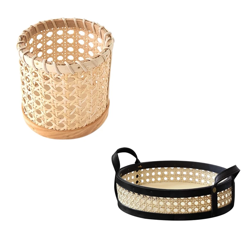 

Корзина из ротанга для хранения десертов, фруктов, тортов, хлеба, закусок, 24x24x6,5 см и 10x10x11 см, 2 шт.