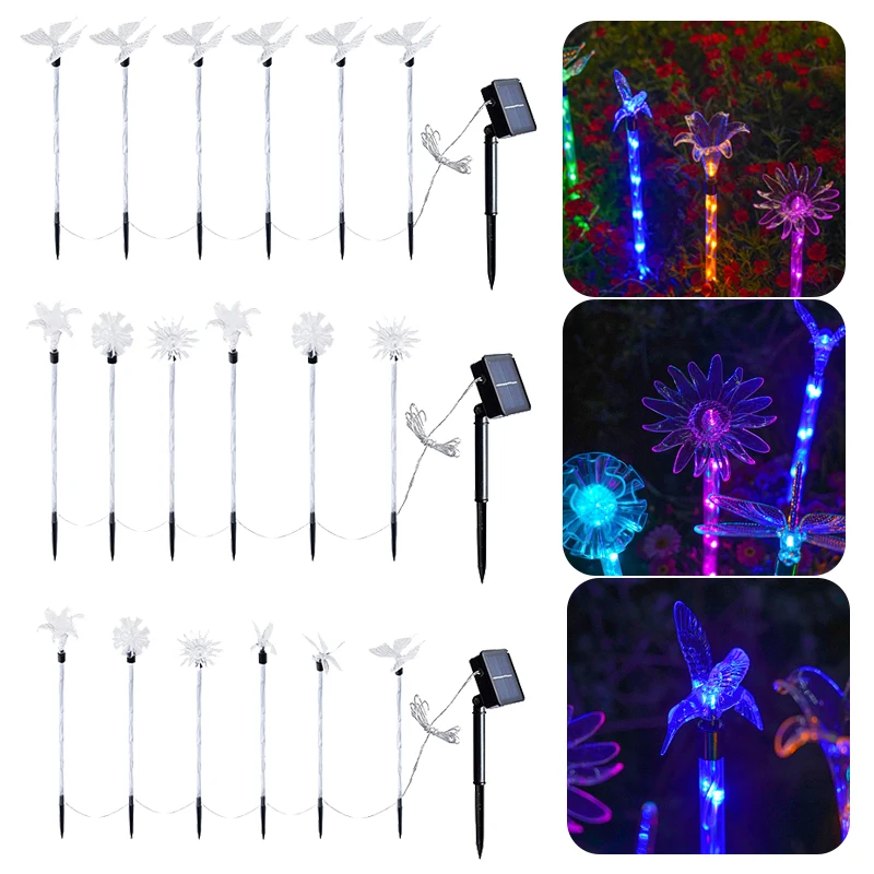 

1 Drag 6 Ground Light IP65 Waterproof LED Solar Lawn Atmosphere Light Durable Easy Installation Festive Furnishing for Courtyard