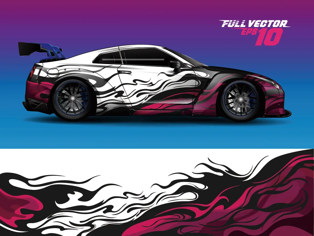 

Геометрические узоры гоночный автомобиль графическая наклейка корпус виниловая оболочка современный дизайн векторное изображение полная...