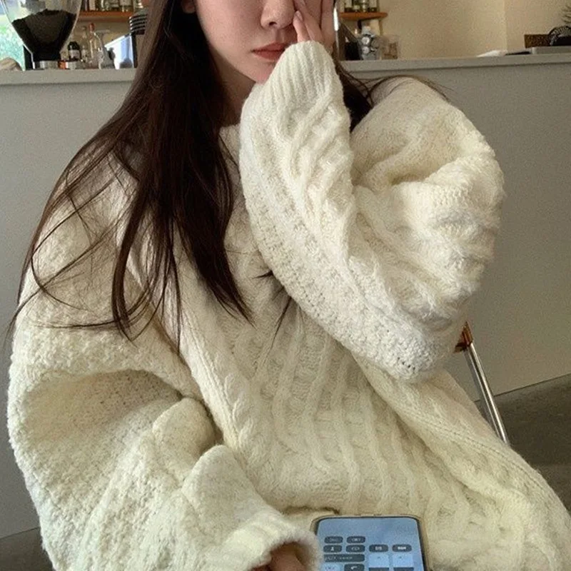 

Плотный женский свитер свободного покроя, Осень-зима