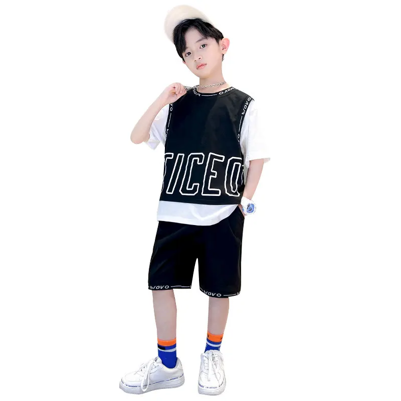

New Arrival Boys Summer Casual Clothing Sets Korean Sport Children's Short Sleeve Shorts Two-Piece Set Fashion Streetwear Outfit